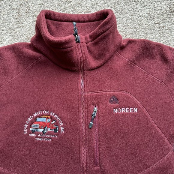 Nike ACG Sweater Womens Large Embordered Noreen Full Zip Mock Neck Fleece Maroon - Picture 5 of 14